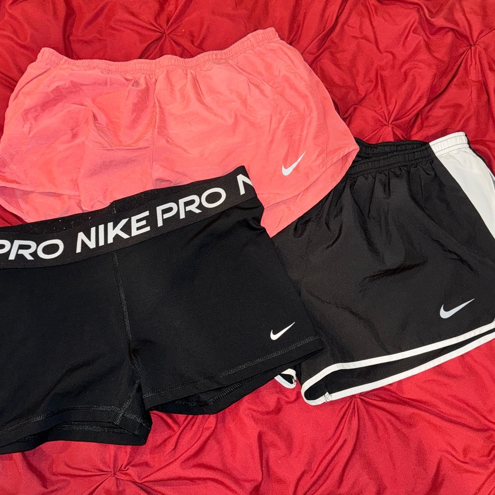Nike Pro Athletic Shorts Set - Pink, Black, White